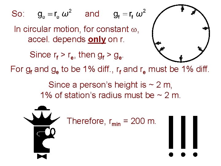 So: and In circular motion, for constant w, accel. depends only on r. Since