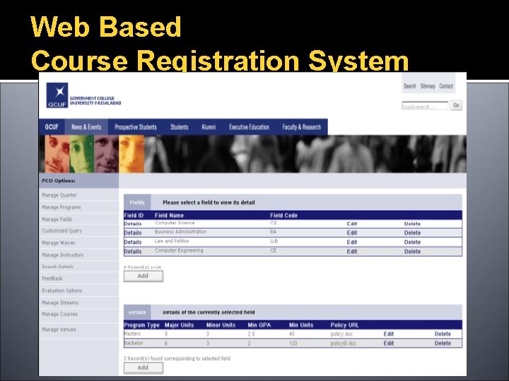 Web Based Course Registration System 