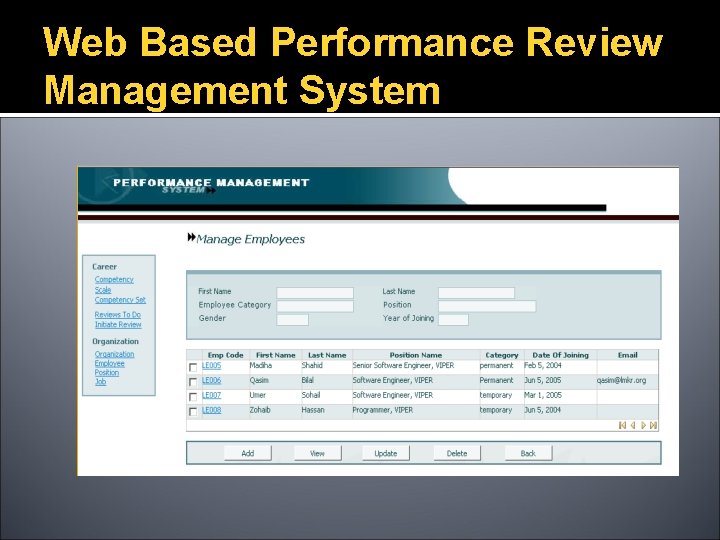 Web Based Performance Review Management System 