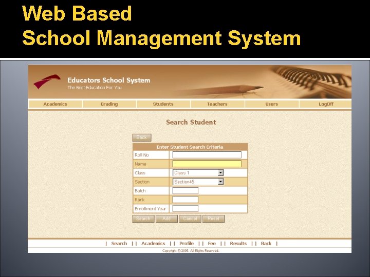 Web Based School Management System 