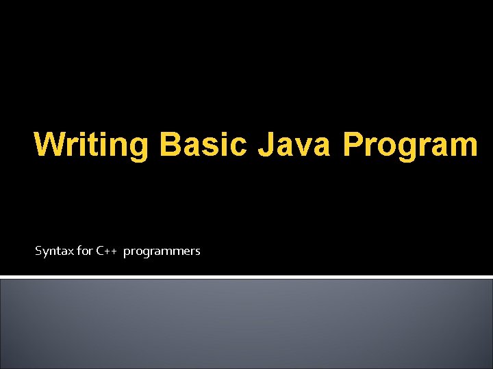 Writing Basic Java Program Syntax for C++ programmers 