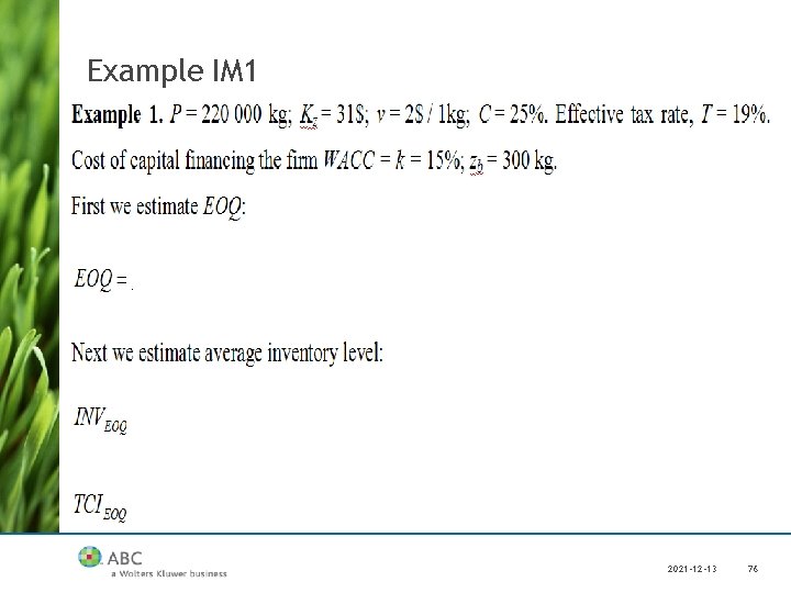 Example IM 1 2021 -12 -13 76 