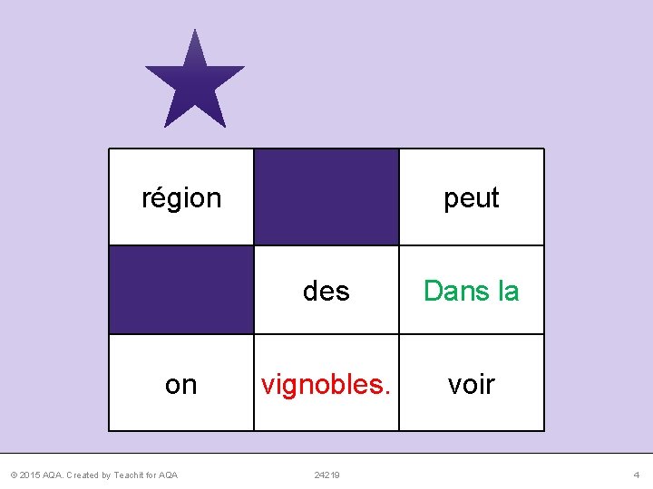 région on © 2015 AQA. Created by Teachit for AQA peut des Dans la