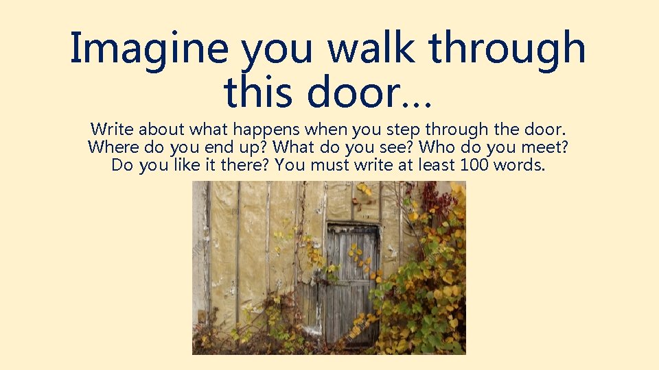 Imagine you walk through this door… Write about what happens when you step through