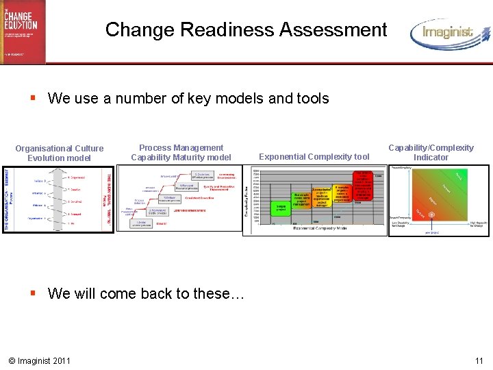 Change Readiness Assessment § We use a number of key models and tools Organisational