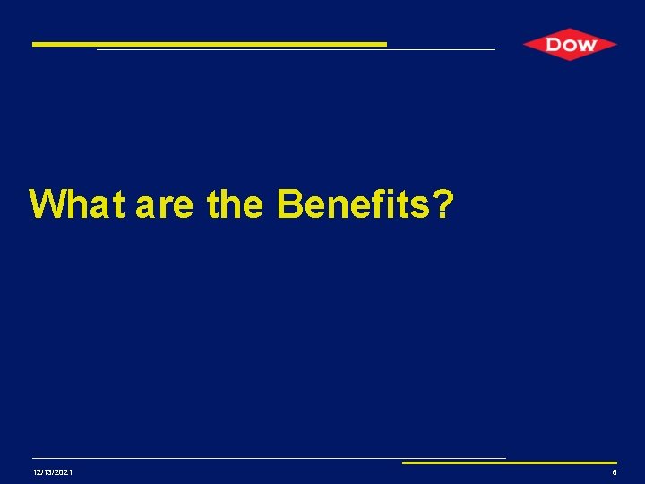 What are the Benefits? 12/13/2021 6 What are the Benefits? 12/13/2021 6
