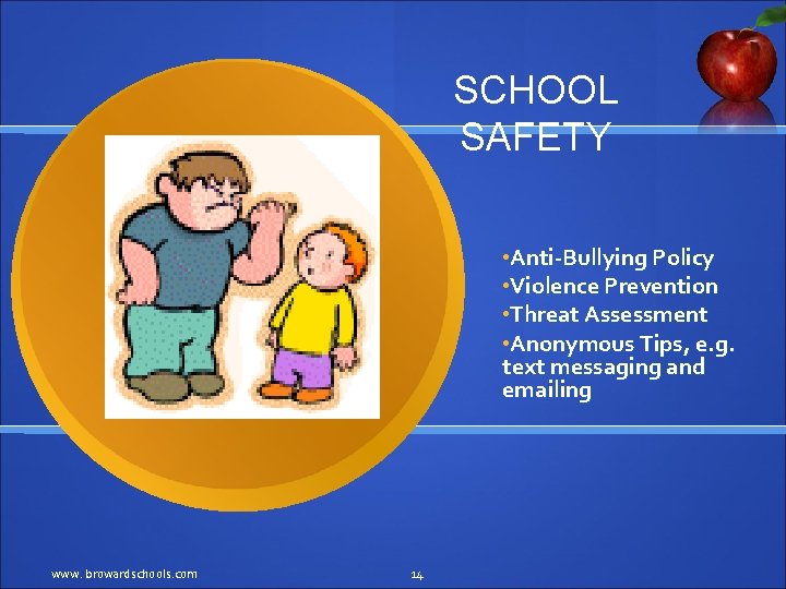 SCHOOL SAFETY • Anti-Bullying Policy • Violence Prevention • Threat Assessment • Anonymous Tips,