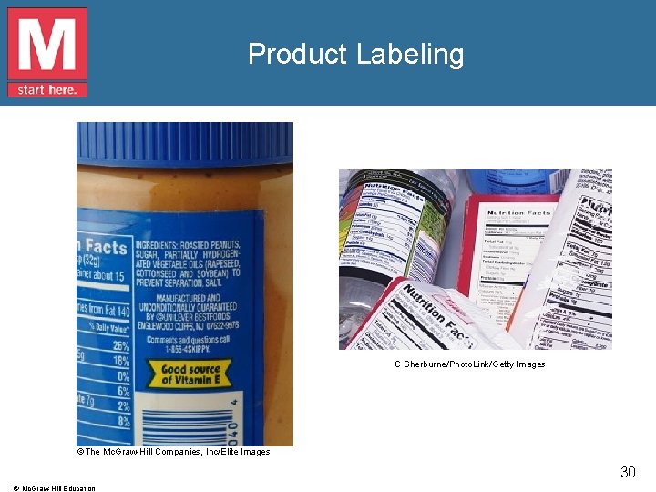 Product Labeling C Sherburne/Photo. Link/Getty Images ©The Mc. Graw-Hill Companies, Inc/Elite Images 30 ©