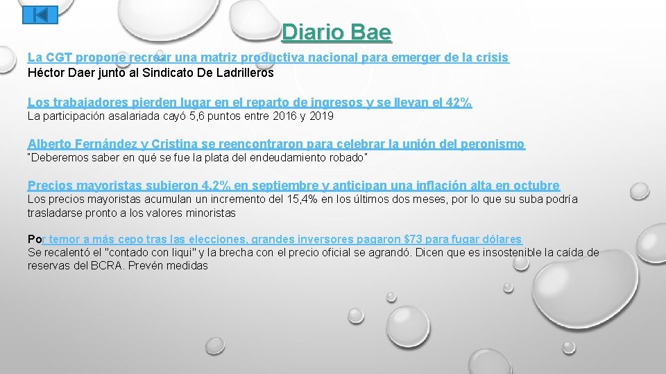 Diario Bae La CGT propone recrear una matriz productiva nacional para emerger de la