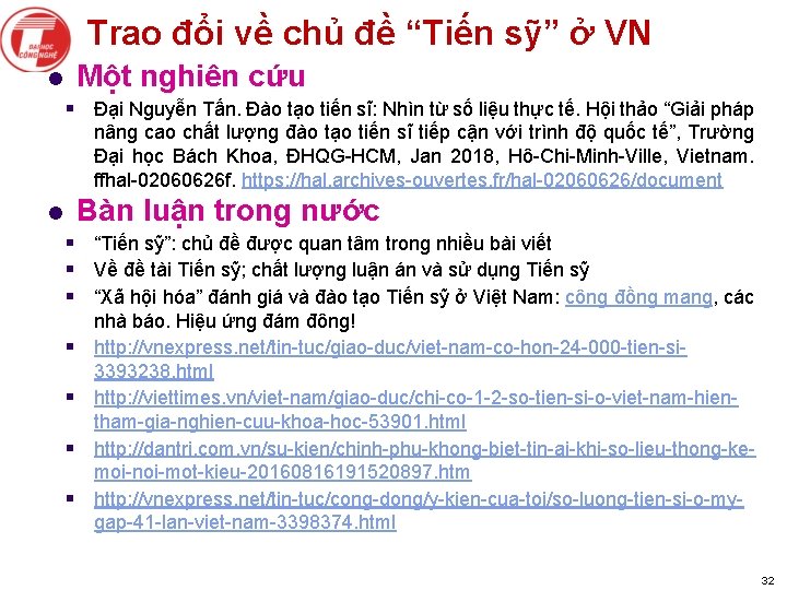 Trao đổi về chủ đề “Tiến sỹ” ở VN Một nghiên cứu l §