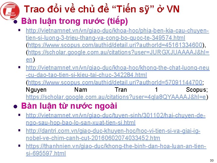 Trao đổi về chủ đề “Tiến sỹ” ở VN l Bàn luận trong nước