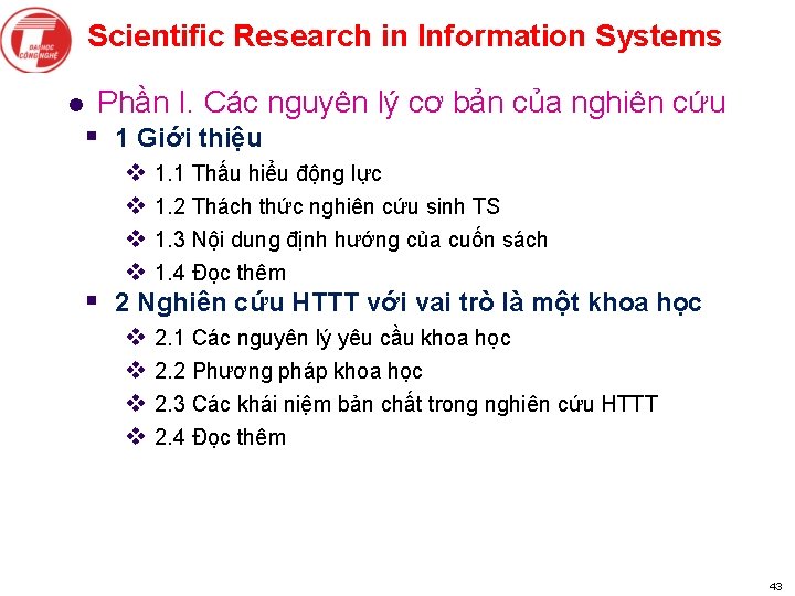 Scientific Research in Information Systems l Phần I. Các nguyên lý cơ bản của