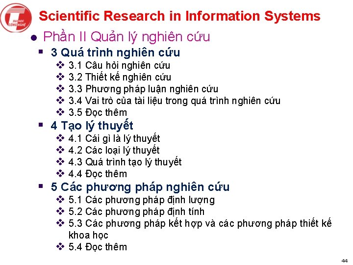 Scientific Research in Information Systems l Phần II Quản lý nghiên cứu § 3