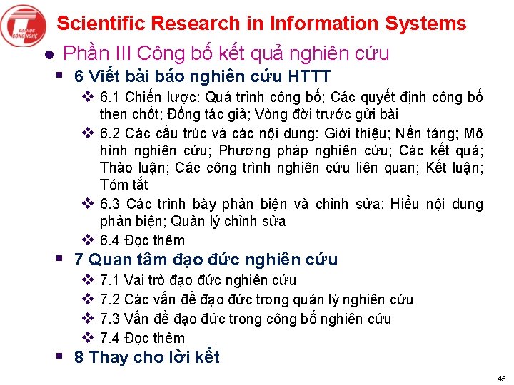 Scientific Research in Information Systems l Phần III Công bố kết quả nghiên cứu