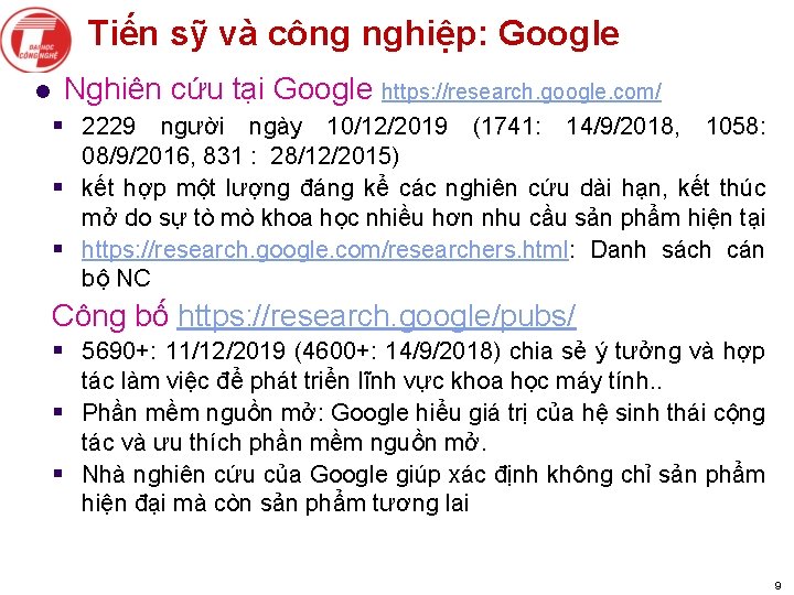 Tiến sỹ và công nghiệp: Google l Nghiên cứu tại Google https: //research. google.