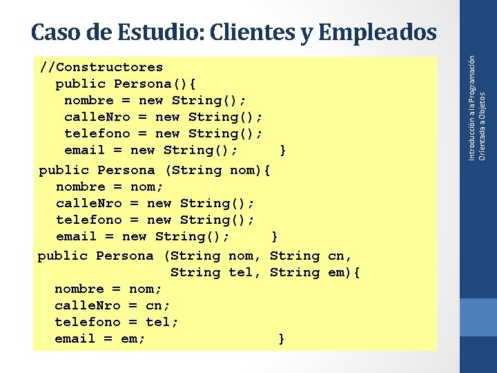 //Constructores public Persona(){ nombre = new String(); calle. Nro = new String(); telefono =