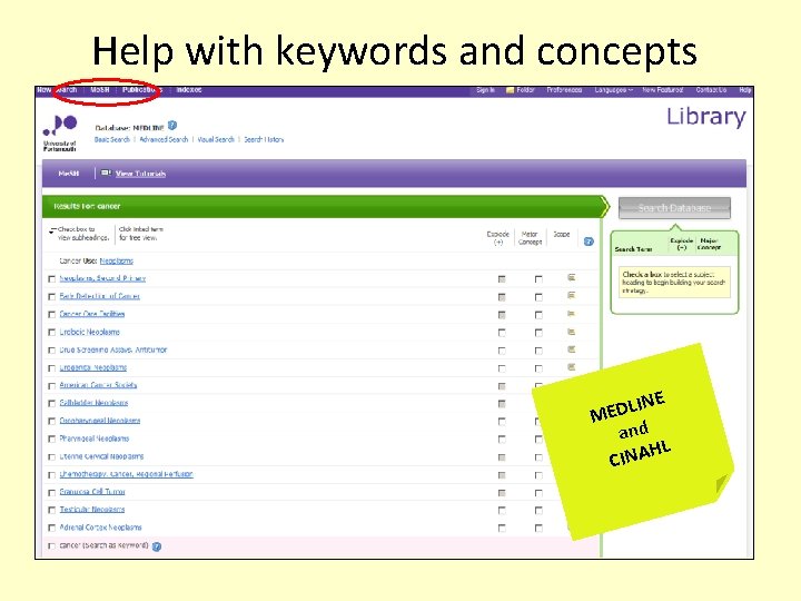 Help with keywords and concepts LINE D E M and HL A N I