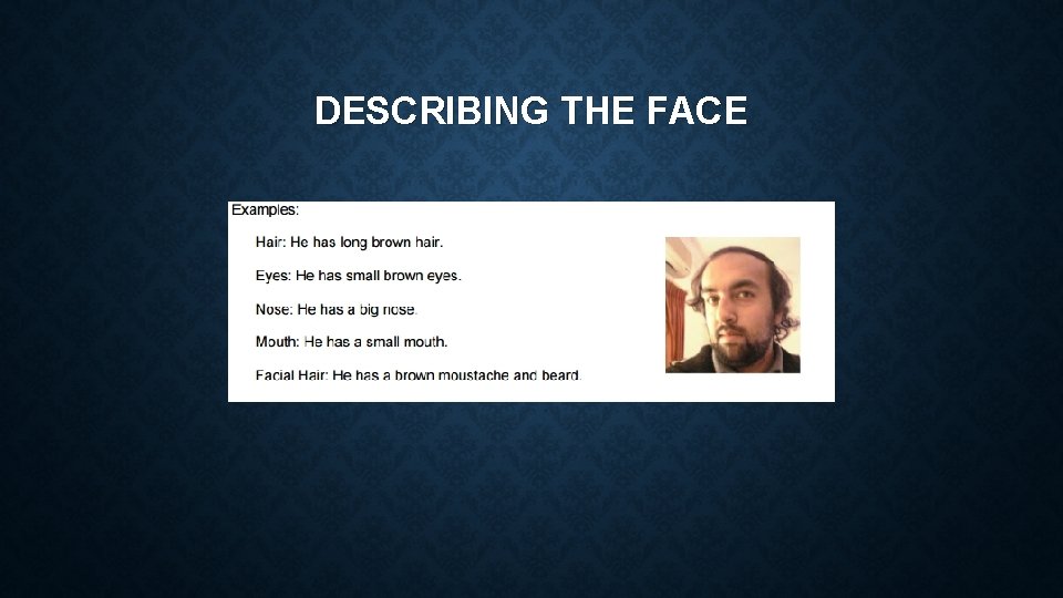 DESCRIBING THE FACE 