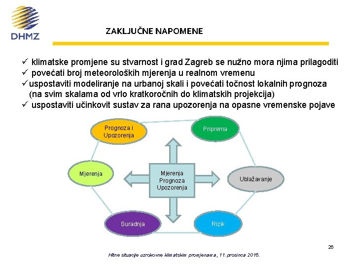 ZAKLJUČNE NAPOMENE ü klimatske promjene su stvarnost i grad Zagreb se nužno mora njima