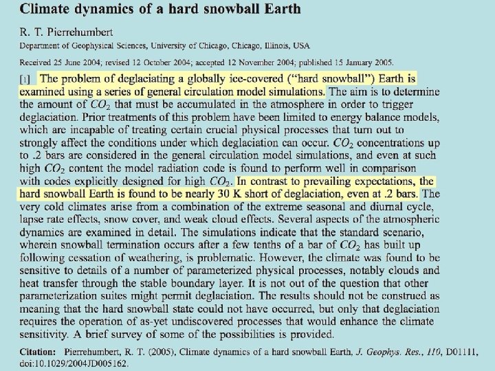 Pierrehumbert GCM experiments 