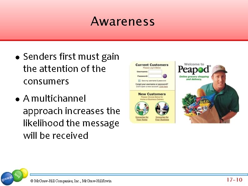 Awareness Senders first must gain the attention of the consumers A multichannel approach increases