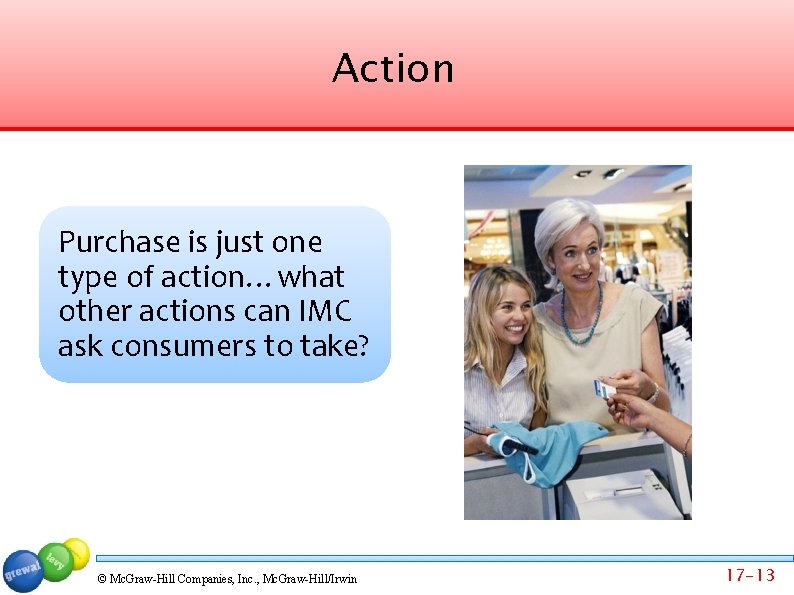 Action Purchase is just one type of action…what other actions can IMC ask consumers