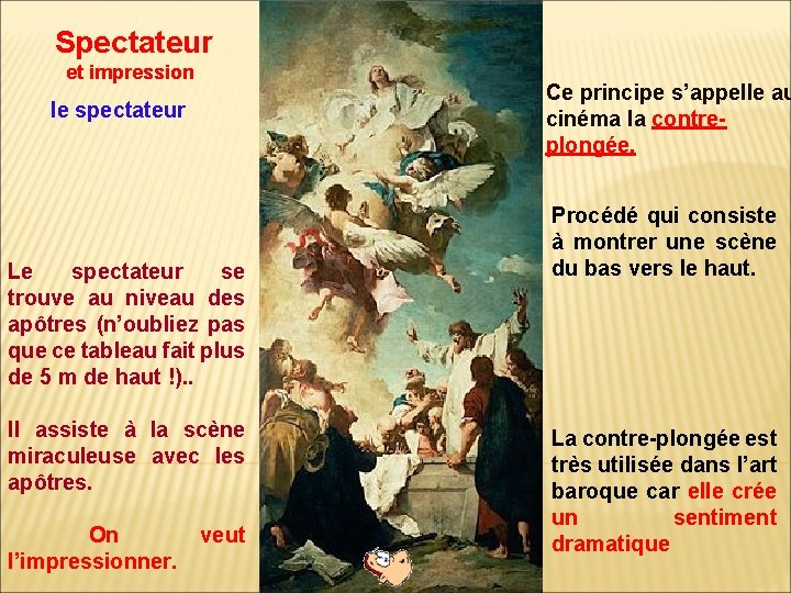 Spectateur et impression Ce principe s’appelle au cinéma la contreplongée. le spectateur Le spectateur