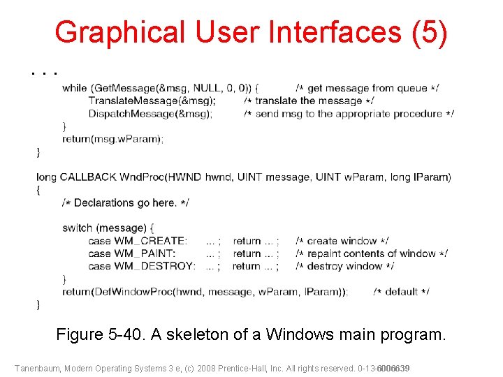 Graphical User Interfaces (5). . . Figure 5 -40. A skeleton of a Windows