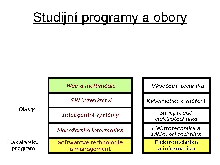 Studijní programy a obory Web a multimédia Obory Bakalářský program Výpočetní technika SW inženýrství