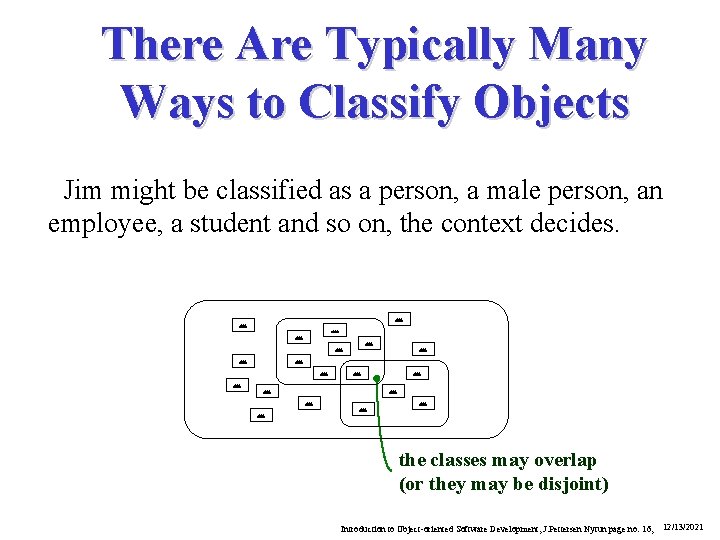 There Are Typically Many Ways to Classify Objects Jim might be classified as a