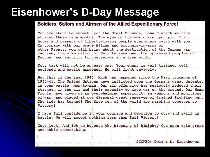 Eisenhower’s D-Day Message 