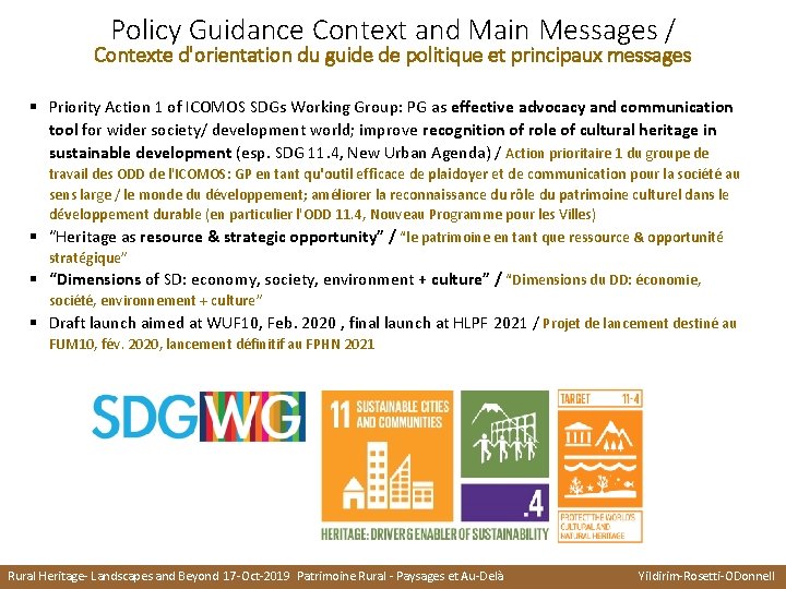 Policy Guidance Context and Main Messages / Contexte d'orientation du guide de politique et