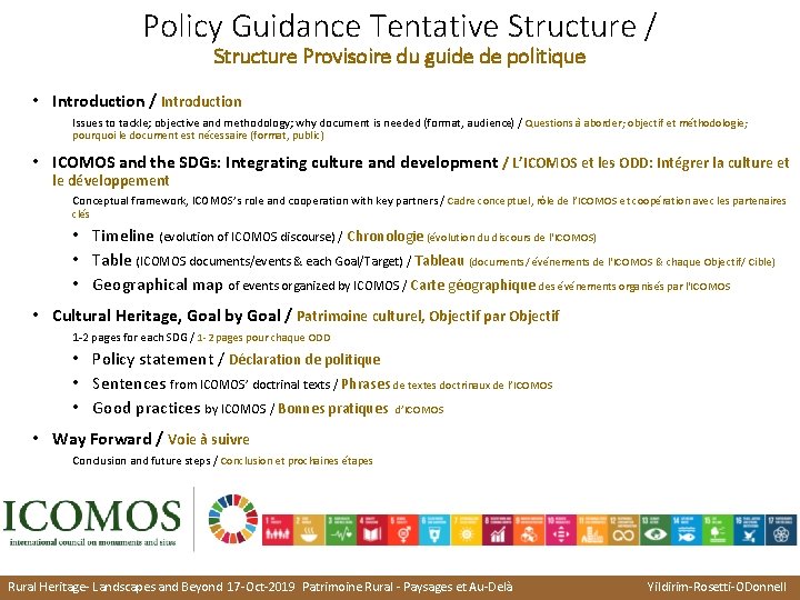 Policy Guidance Tentative Structure / Structure Provisoire du guide de politique • Introduction /