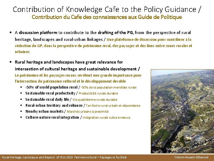 Contribution of Knowledge Cafe to the Policy Guidance / Contribution du Cafe des connaissances