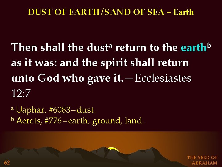 DUST OF EARTH / SAND OF SEA – Earth Then shall the dusta return DUST OF EARTH / SAND OF SEA – Earth Then shall the dusta return