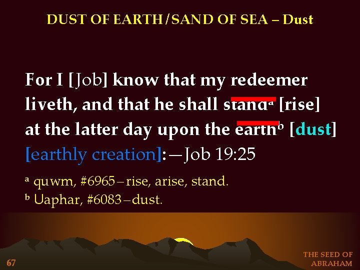 DUST OF EARTH / SAND OF SEA – Dust For I [ Job] know