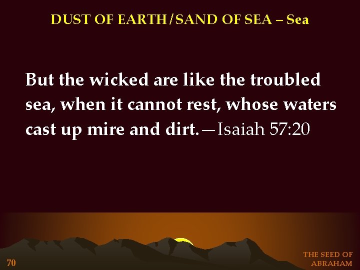 DUST OF EARTH / SAND OF SEA – Sea But the wicked are like DUST OF EARTH / SAND OF SEA – Sea But the wicked are like