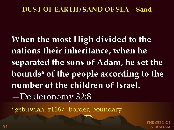DUST OF EARTH / SAND OF SEA – Sand When the most High divided DUST OF EARTH / SAND OF SEA – Sand When the most High divided