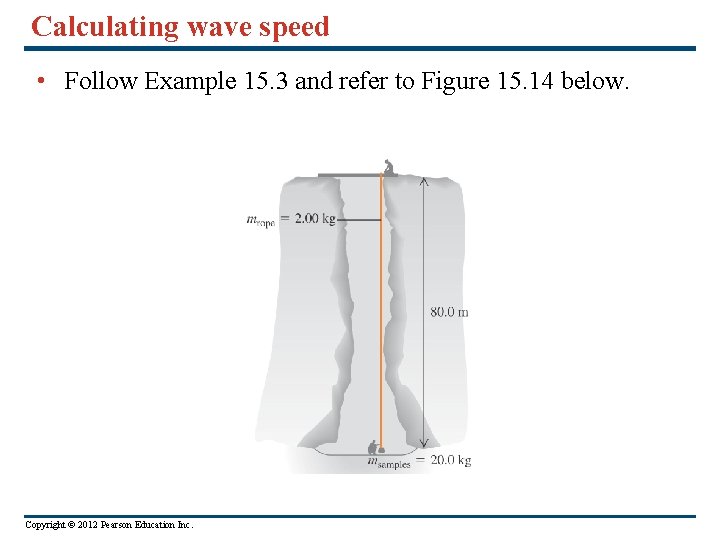 Calculating wave speed • Follow Example 15. 3 and refer to Figure 15. 14