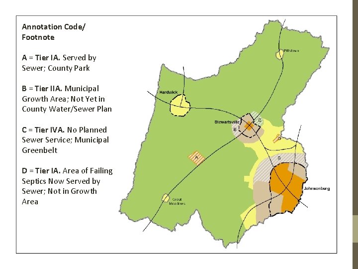 Annotation Code/ Crab County Footnote Septic Tier Map A = Tier IA. Served by