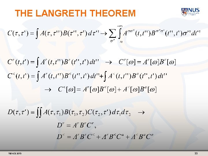 THE LANGRETH THEOREM TIENCS 2010 33 