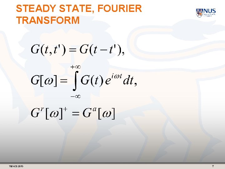 STEADY STATE, FOURIER TRANSFORM TIENCS 2010 7 