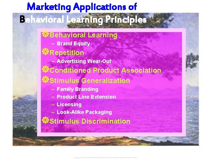 Marketing Applications of Behavioral Learning Principles ]Behavioral Learning – Brand Equity ]Repetition – Advertising