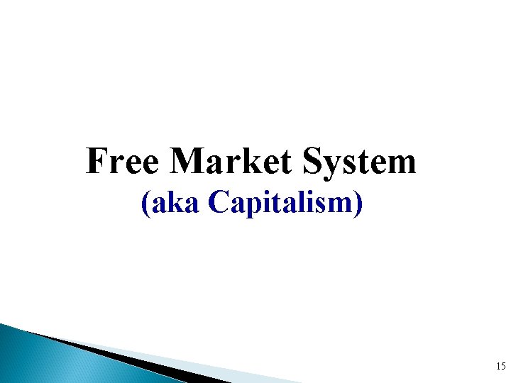 Free Market System (aka Capitalism) 15 