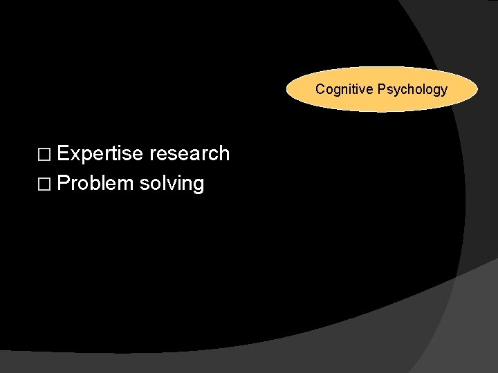 Reasons for Changes Cognitive Psychology � Expertise research � Problem solving 
