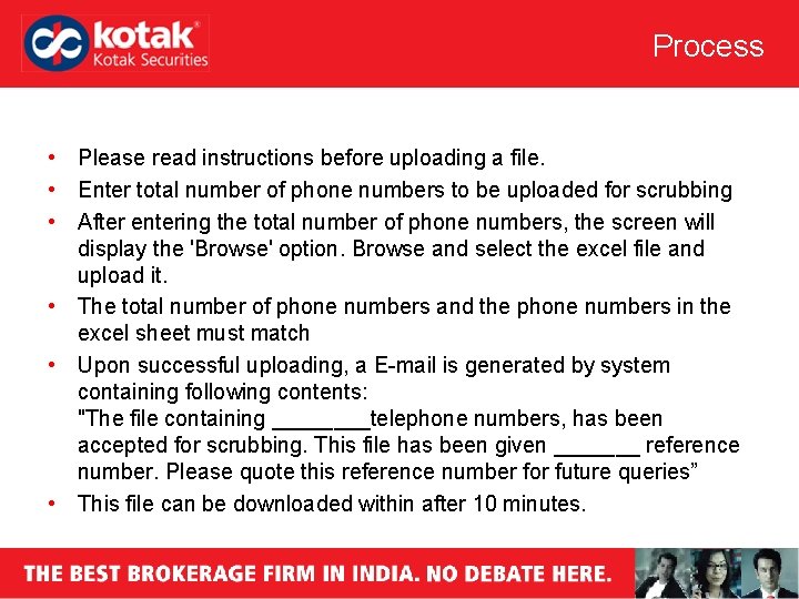 NDNC Procedure to get data scrubbed Data Format