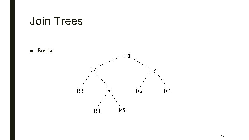 Join Trees ■ Bushy: R 3 R 2 R 1 R 4 R 5