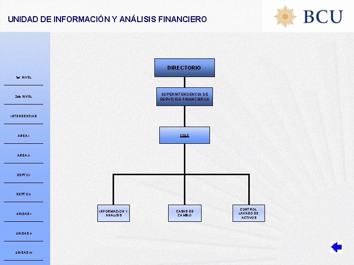 UNIDAD DE INFORMACIÓN Y ANÁLISIS FINANCIERO DIRECTORIO 1 er NIVEL SUPERINTENDENCIA DE SERVICIOS FINANCIEROS