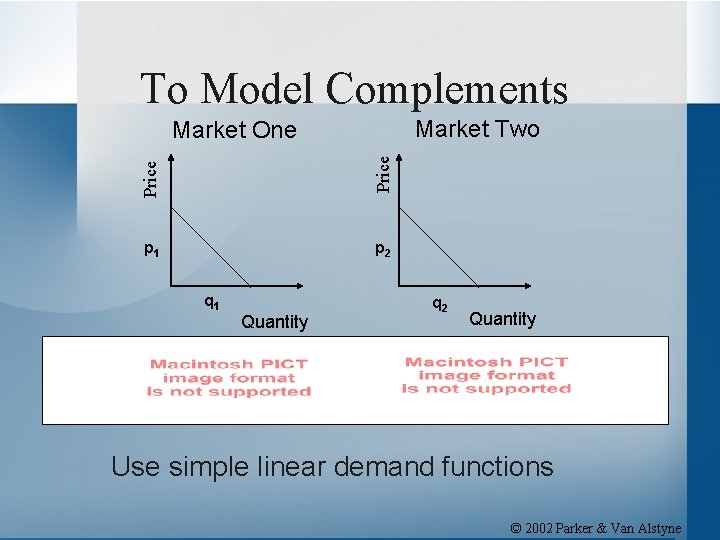 To Model Complements Market Two Price Market One p 1 p 2 q 1