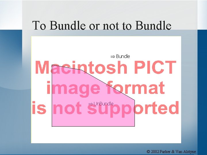 To Bundle or not to Bundle Un. Bundle © 2002 Parker & Van Alstyne